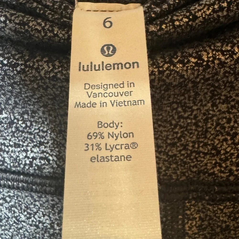 Lululemon Wunder Under HR 28” Leggings Sz 6 Black Silver Foil Luxtreme